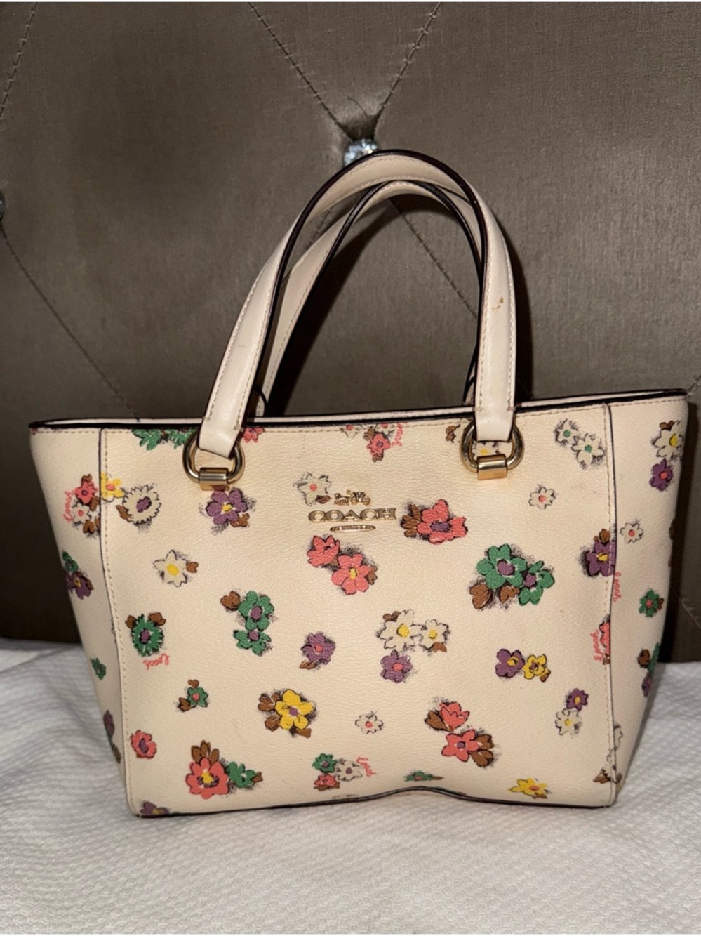 Coach Alice Satchel with Spaced Floral Field Print in the color Chalk (Mini)